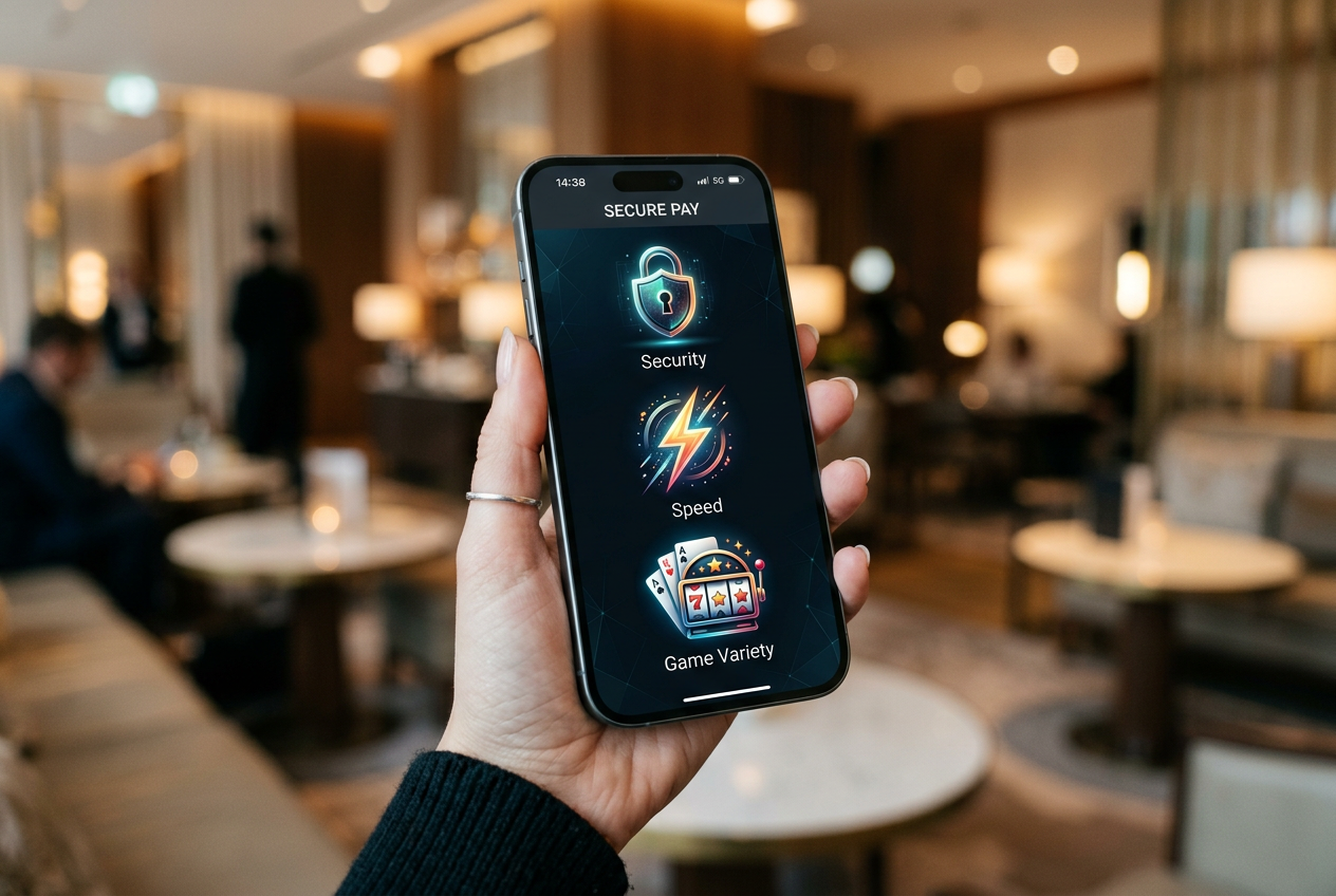 Icons of security and speed on a mobile device